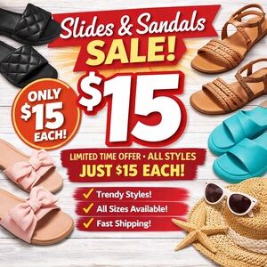 Slides &  Sandals Sale $15 Deals